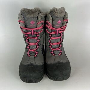 Columbia grey pink insulated waterproof winter snow boots us kids girls size 2